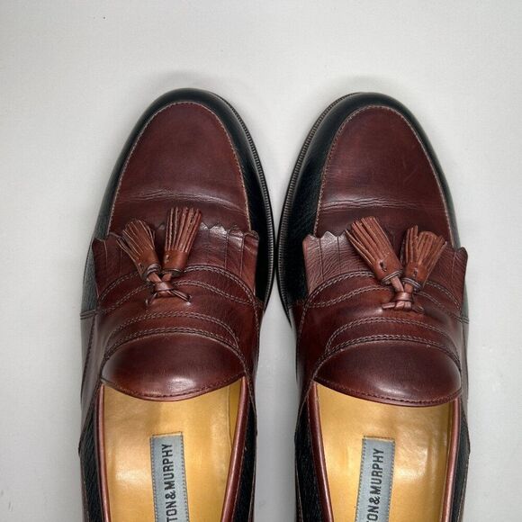 Johnston & Murphy Kiltie Tassel Loafers Men\'s 10 Brown Black Cellini Dress Shoes